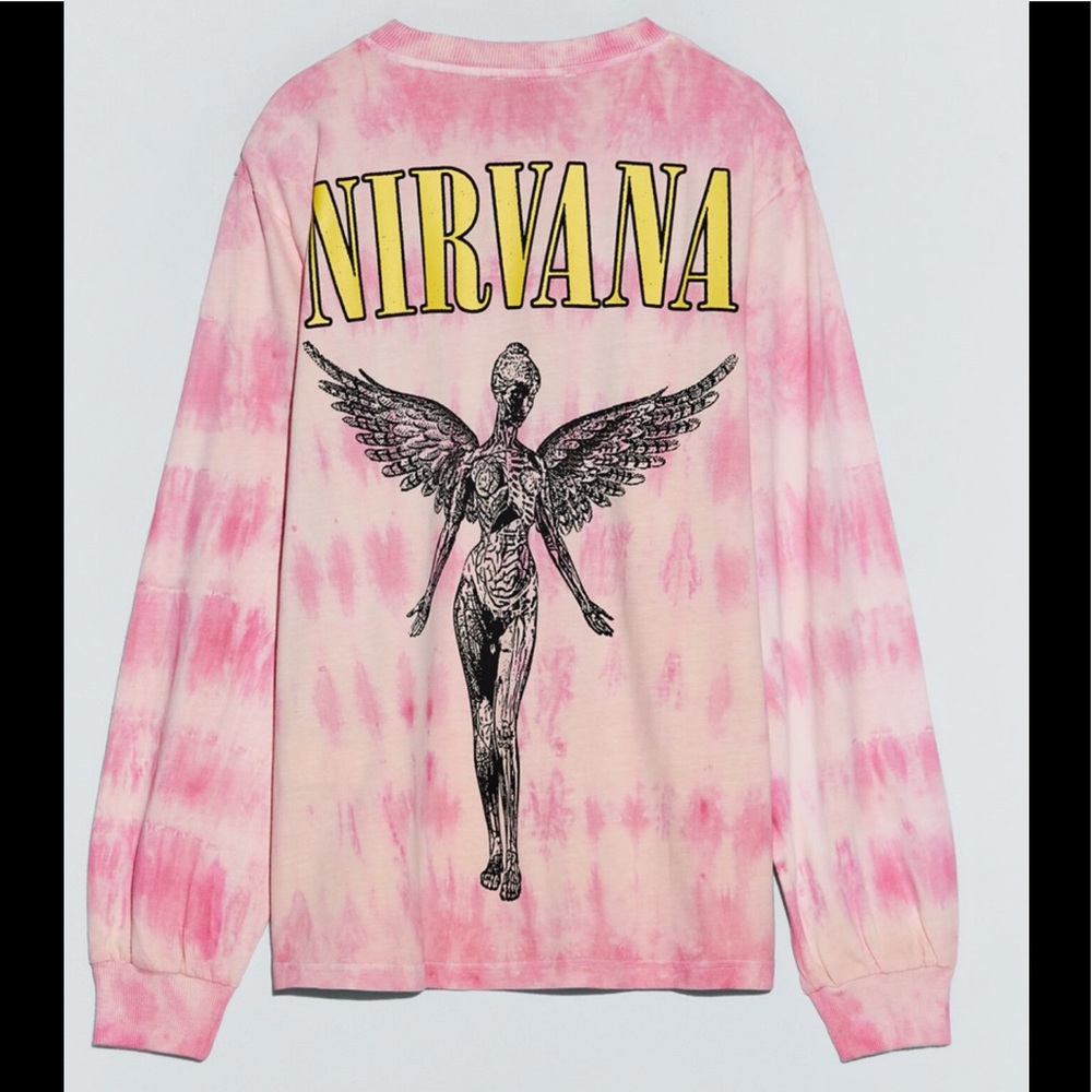 🤍 ZARA Tie Dye NIRVANA Long Sleeve Shirt sz Medium